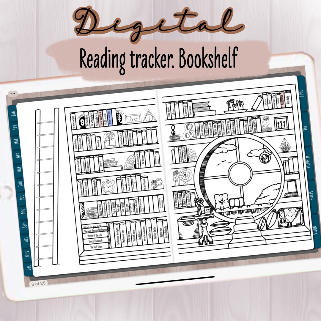 Bookshelf Reading Tracker, PNG Stickers TBR Tracker Book , Journal Book ...