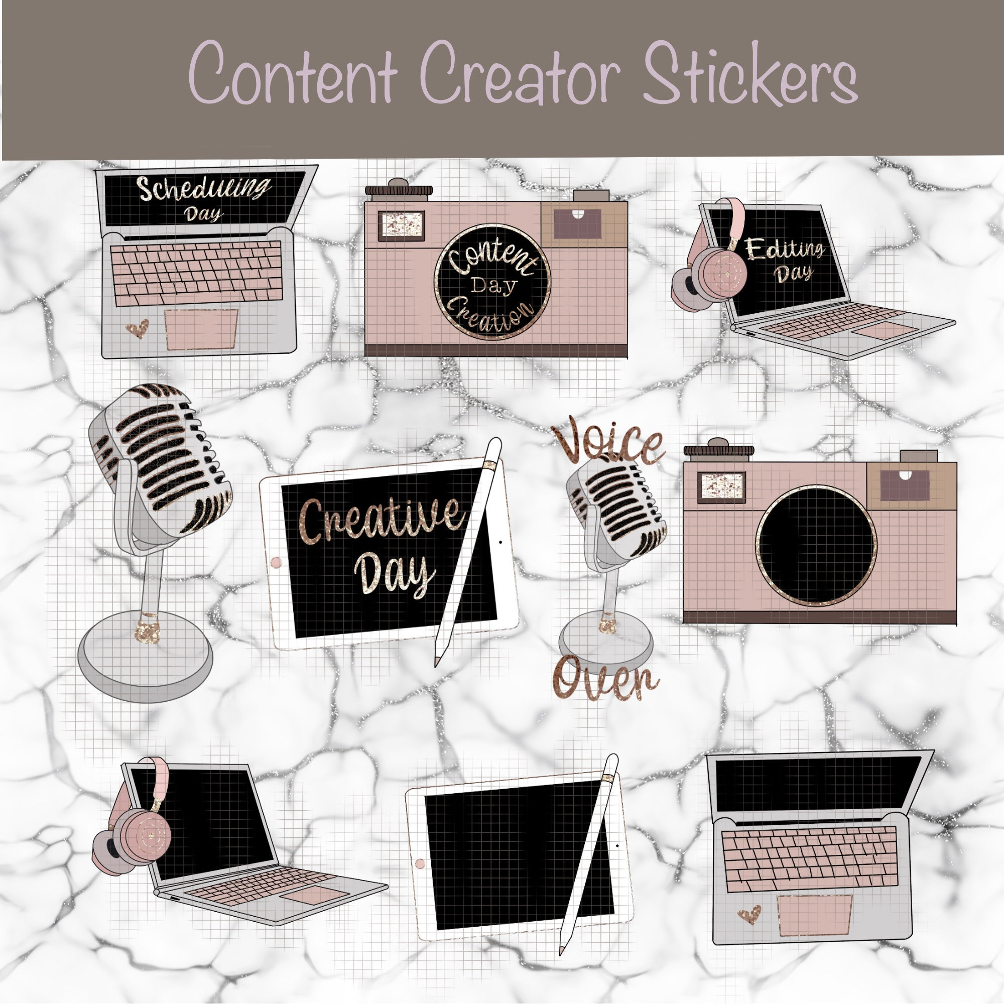 Blog, Social Media, and Business Icons Planner Stamps