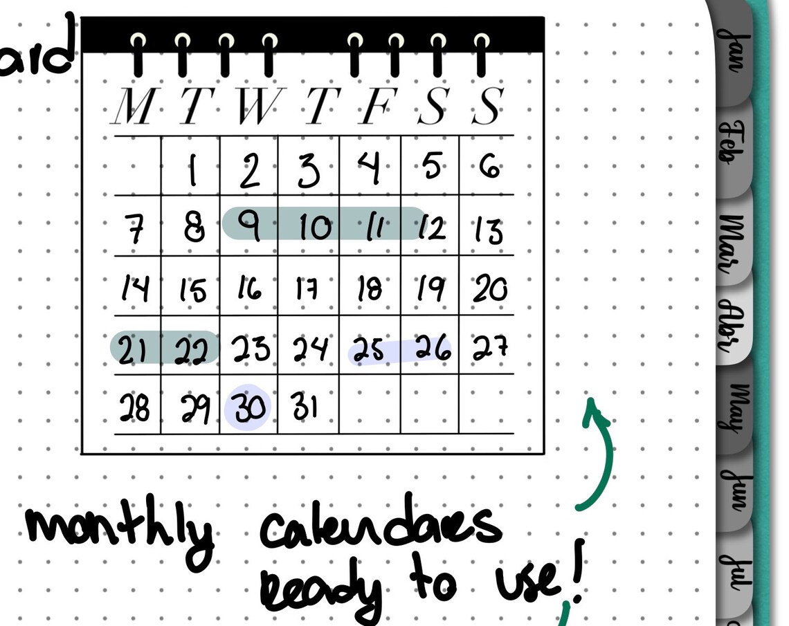Printable and Digital date stickers mini calendars and date | Etsy