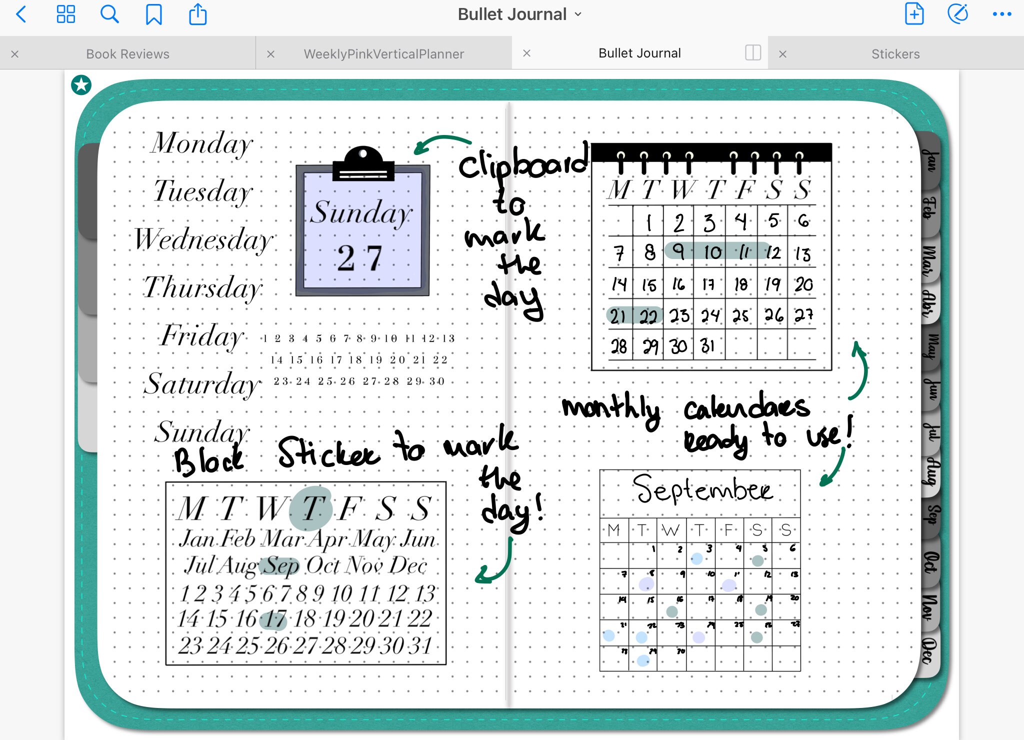 Printable and Digital date stickers mini calendars and date | Etsy