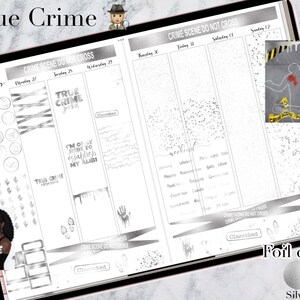 True Crime In Silver Digital Foil Bundle | PNG transparent Digital Stickers | Digital Weekly Kit Essential