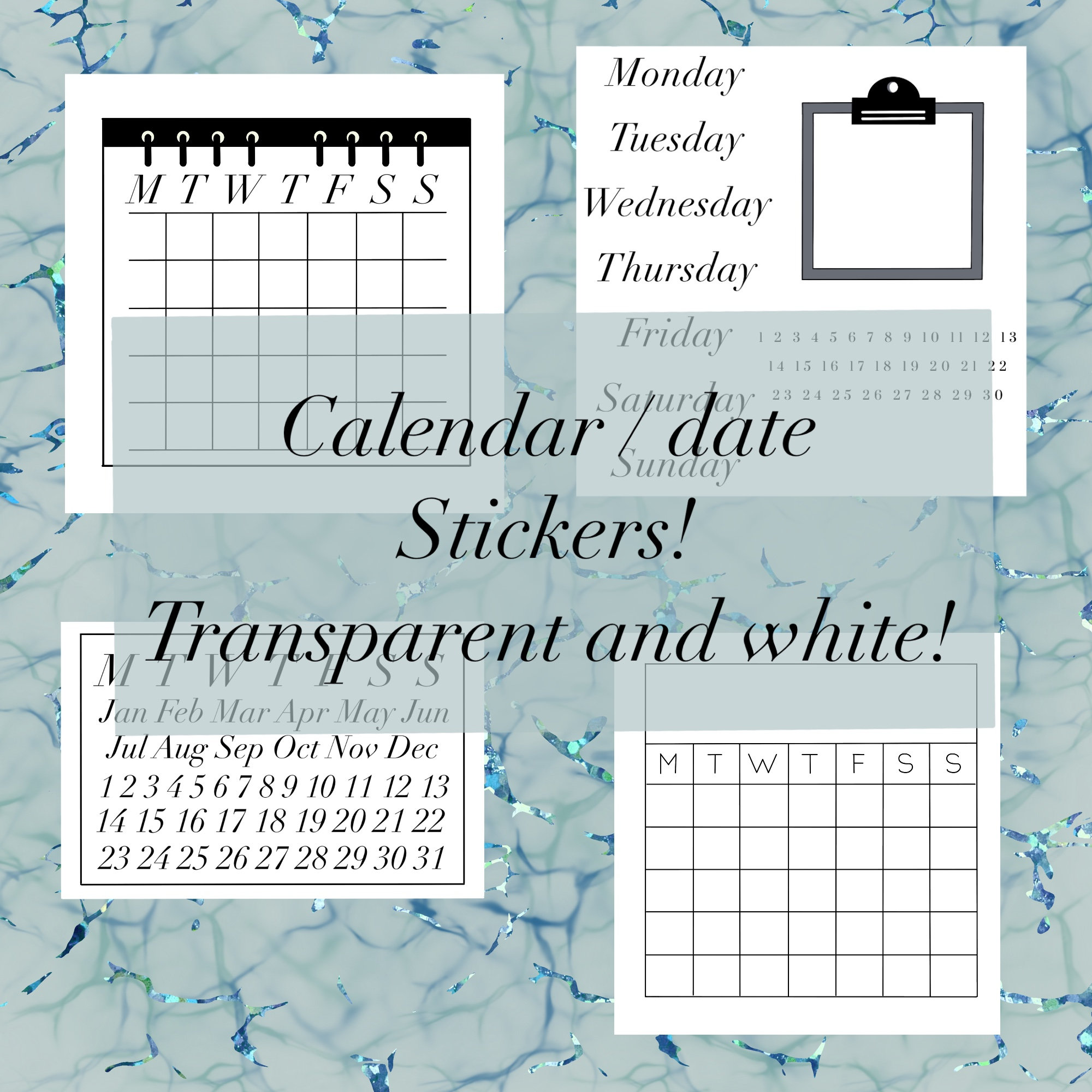 Printable and Digital date stickers mini calendars and date | Etsy