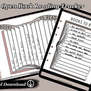 Open Book Bookshelf Reading Tracker, PNG stickers TBR Tracker Book , Journal Book Tracker, Reading Log Journal, Reading Planner
