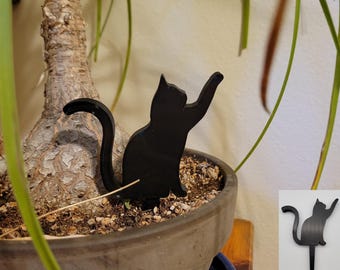 Niedliche Verspielte Katze Pflanzenstecker 2D Silhouette Home Office Decor Statue Dekoration | Wohnkultur | Geschenk für Katzenliebhaber | Verlust von Pet