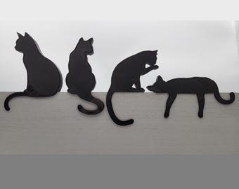 Cat Colony 2d Silhouette Home Decor Art | Picture Frame Topper, Desk, Office Shelf Statue Decoration | Home Decor | Gift for Kitty Lover