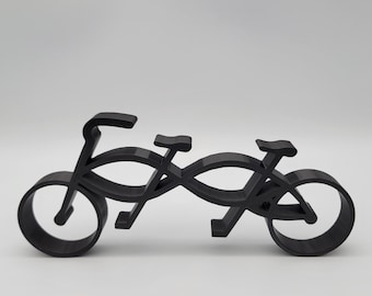 Artistiek minimalistisch kunstwerk tandemfiets | Decoratie fietsstandbeeld | Woondecoratie in eenvoudige lijnstijl | Cadeau voor fietser of fietser! | Plank: