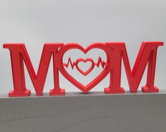 Mother & Baby Heartbeat EKG Statue Decor Desk Art | Table, Shelf, Picture Frame Topper | Gift For New Pregnant Mother Baby Boy Girl