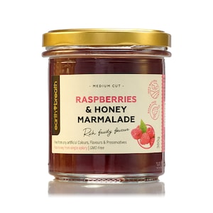Earthbreath Raspberry | Blackcurrant | Sea Buckthorn & Honey Marmalade - 380g - Pure Natural Sugar Free - No Gelatine - Vegan Gelling Agent