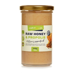 Earthbreath Organic Honey with Pure Propolis 340g - Raw Pure Natural Unpasteurised Unfiltered Superfood - Free from Any Artificial Additives
