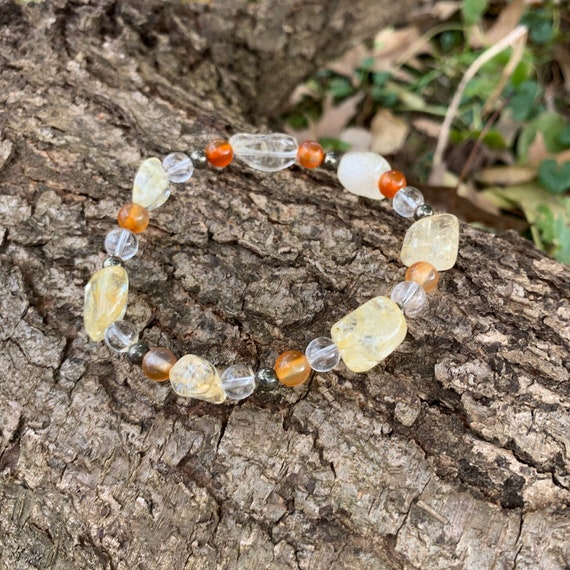 Citrine and pyrite bracelet, Luxury, Accessories on Carousell