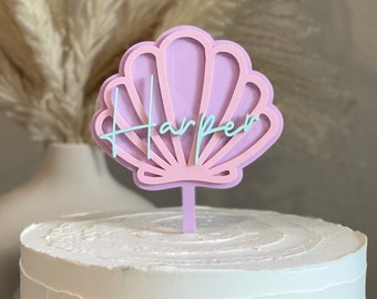 Custom Mermaid Clamshell Cake Topper: Laser Cut Acrylic Birthday Decor