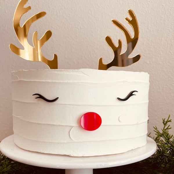 Anniversary House Reindeer Cake Topper – 6 Pcs Spotted Deer Figures, Christmas Dessert Decoration