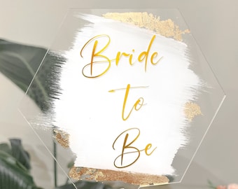 Custom Acrylic Cake Topper: Modern Hand-Painted Hexagon