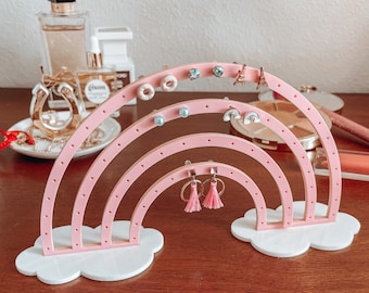 Rainbow Acrylic Earring Stand: Cloud Jewelry Organizer