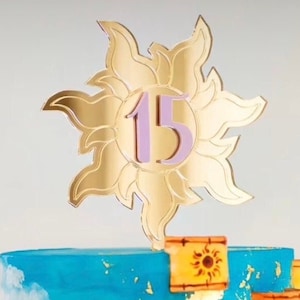 Personalized Tangled Sun Cake Topper: Princess Rapunzel Birthday Decor