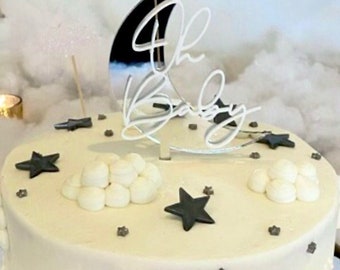 Custom Moon Baby Shower Cake Topper: Acrylic Party Decoration