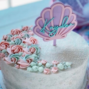 Custom Mermaid Clamshell Cake Topper: Laser Cut Acrylic Birthday Decor