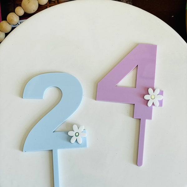 Daisy Number Cake Topper, Age Cake Topper, Number Cake Topper, Reusable Cake Topper, Flower Number Topper, Daisy Pastel Number Cake Topper