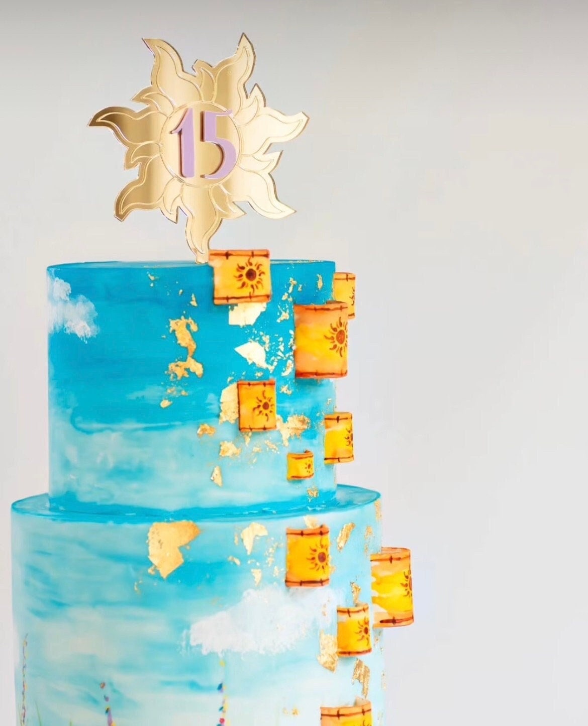 Adorno para tarta de cumpleaños de Enredados, Princesa Rapunzel, Adorno para tarta de Sol Enredados, Personalizado con nombre