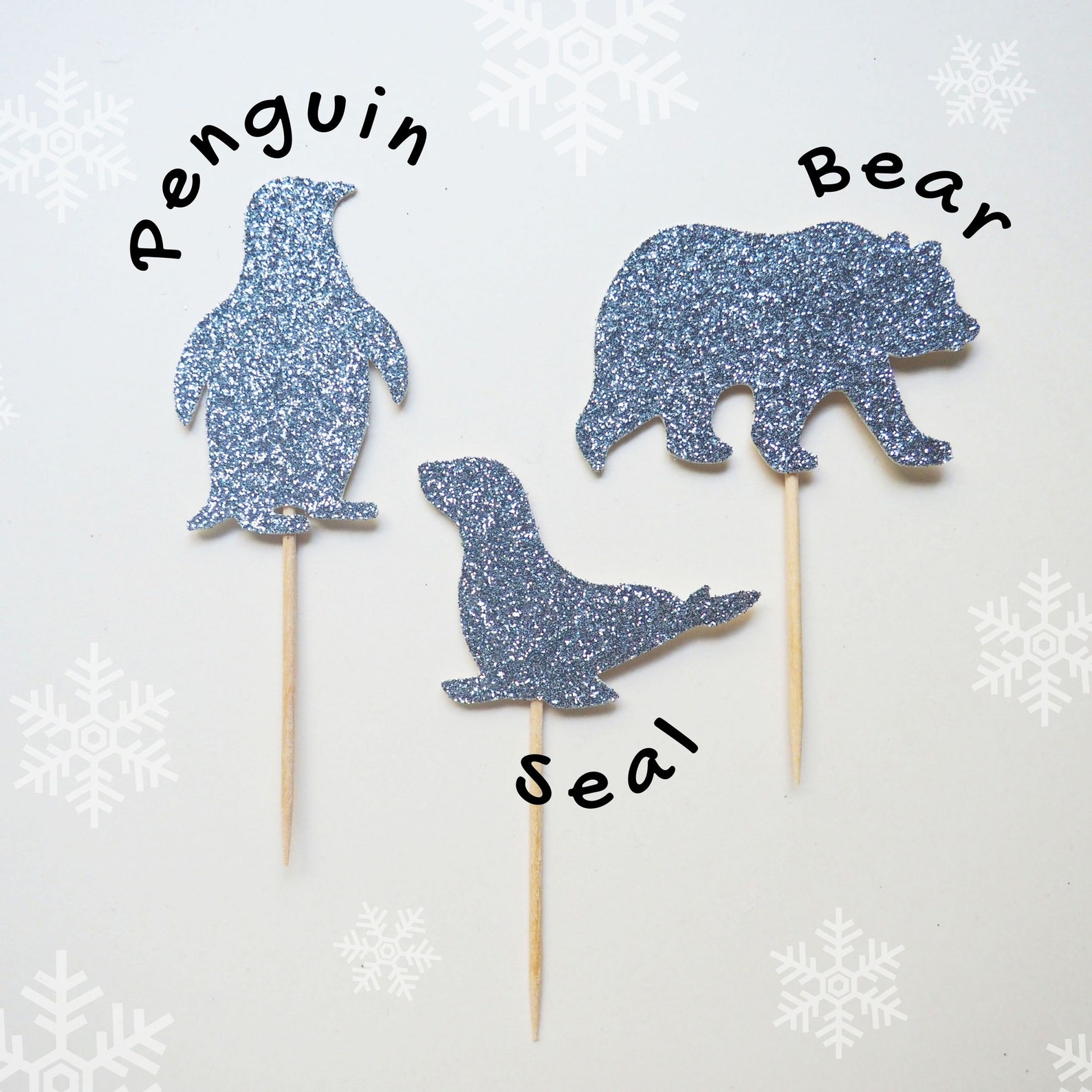 Arctic Animals Cupcake Topper Set Arctic Animal Toppers Etsy