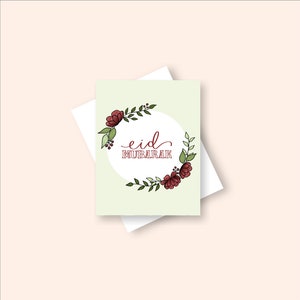 Cartão Eid Mubarak, para impressão, download instantâneo, cartão Happy Eid, presente acessível, feriado islâmico, decoração Eid para impressão, caligrafia, flores