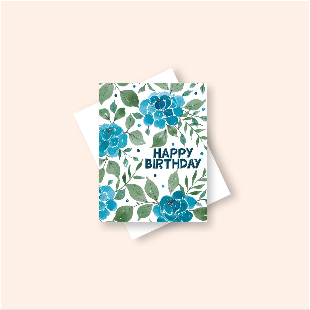 Happy Birthday Notecards Pack of 2, Floral Birthday Greeting Cards