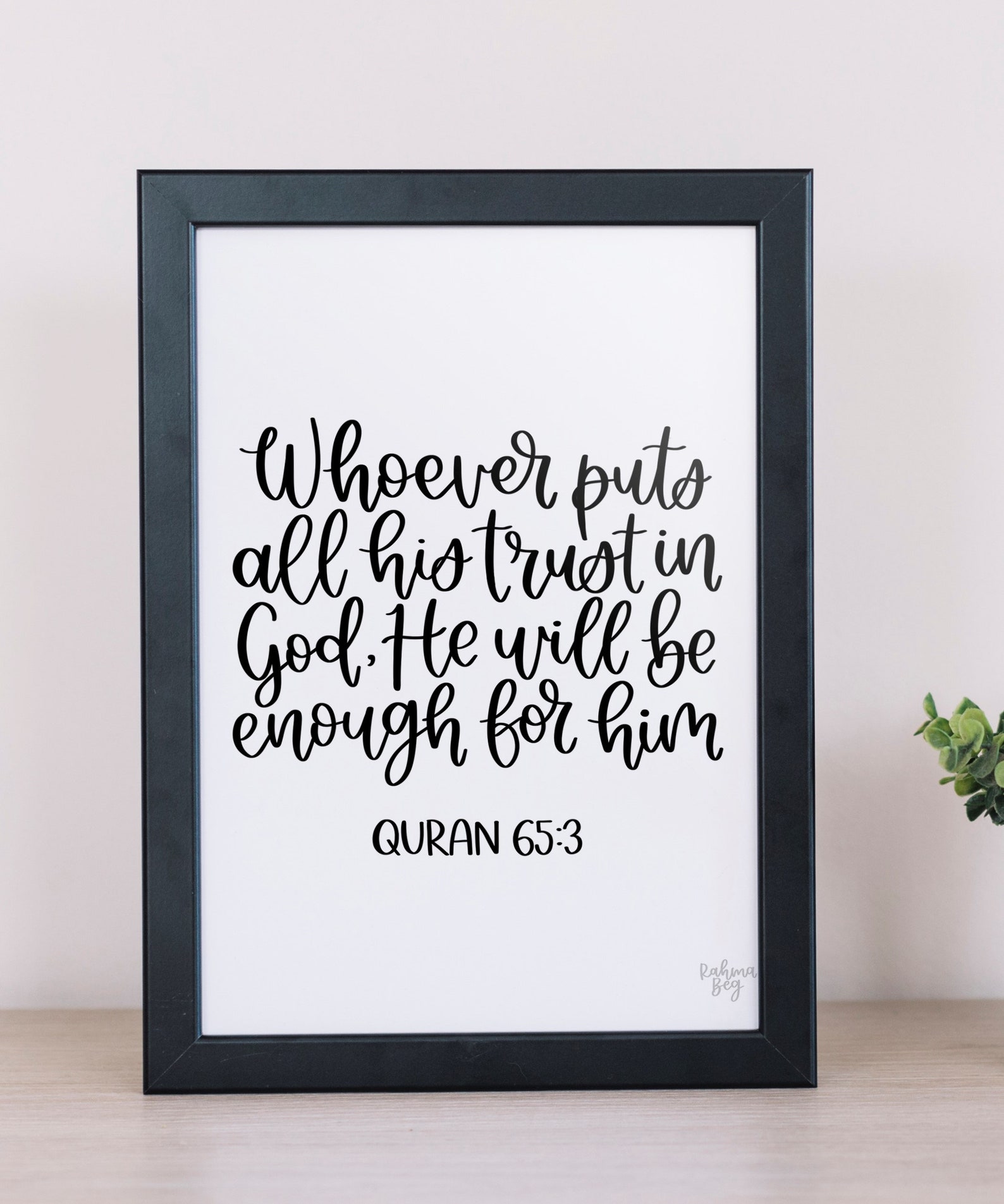 Trust In Calligraphy Trust in God, Modern Calligraphy Art Print, Instant Download, Islamic ...