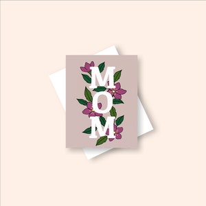 Carte de fête des mères, imprimable, téléchargement immédiat, carte d'anniversaire de maman, carte florale rose, carte de correspondance vierge, cadeau abordable, pour elle, anniversaire