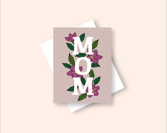 Mother's Day Card, Printable, Instant Download, Mom Birthday Card, Pink Floral Card, Blank Note Card, Affordable Gift, For Her, Anniversary