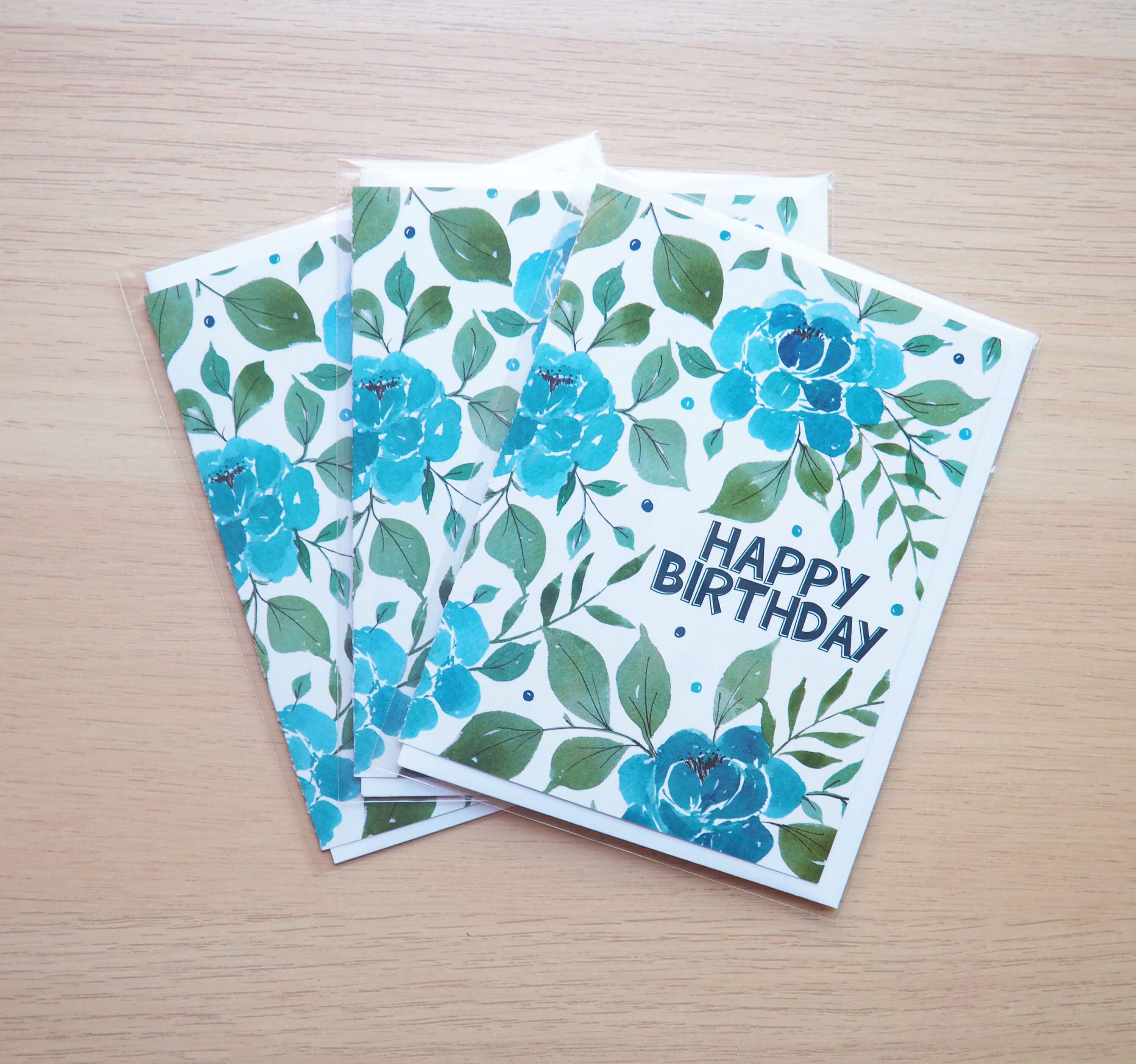 Happy Birthday NoteCards Pack of 2 Floral Birthday Greeting Etsy.de