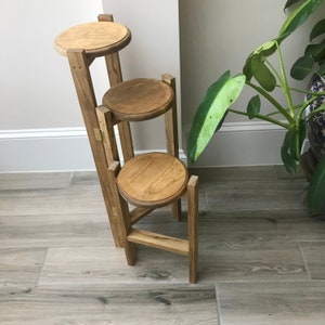 The Trio - 3 tier plant stand - stained Golden Oak color - FREE SHIPPING