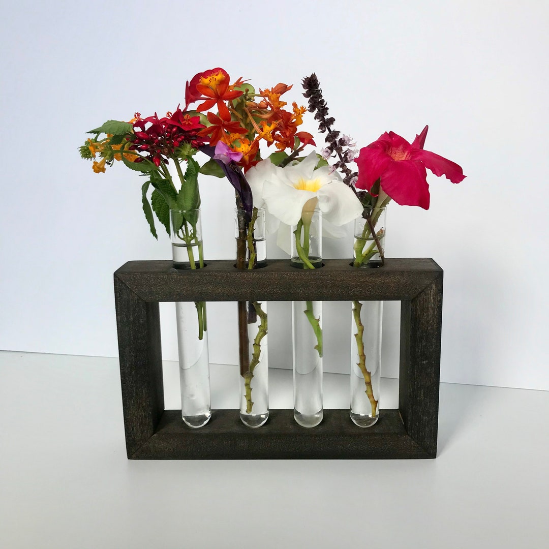 Test Tube Bud Vase Wood Minimalist Vase Propagation Etsy