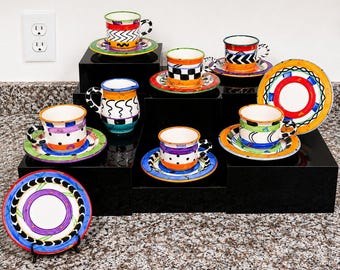 Juego de 6 tazas y platillos vintage Clementina Van Der Walt “The Africa Café” de Sudáfrica