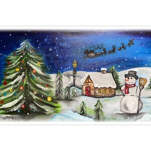 Christmas Snow Oil Piece, Oil Painting, Custom Painting, Holiday Artwork