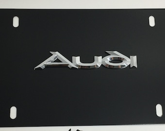 Audi SLINE S LINE LASER Style Black Stainless Steel License Plate Frame W//Caps