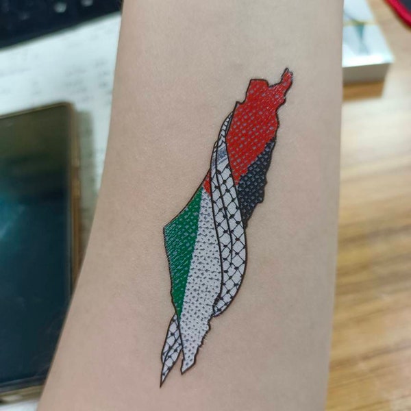 Palestine map temporary tattoo
