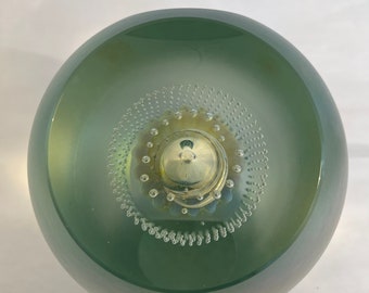 1984 Paperweight ROBERT EICKHOLT Clear Egg Shape Cobalt Blue