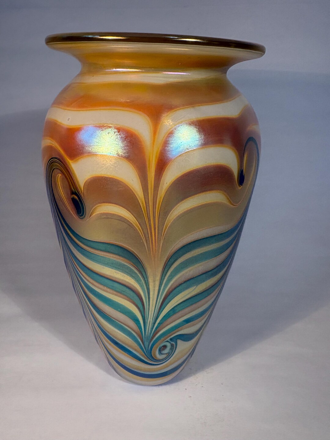 King Tut Iridescent Vase Hand Blown Art Glass by Robert Eickholt - Etsy
