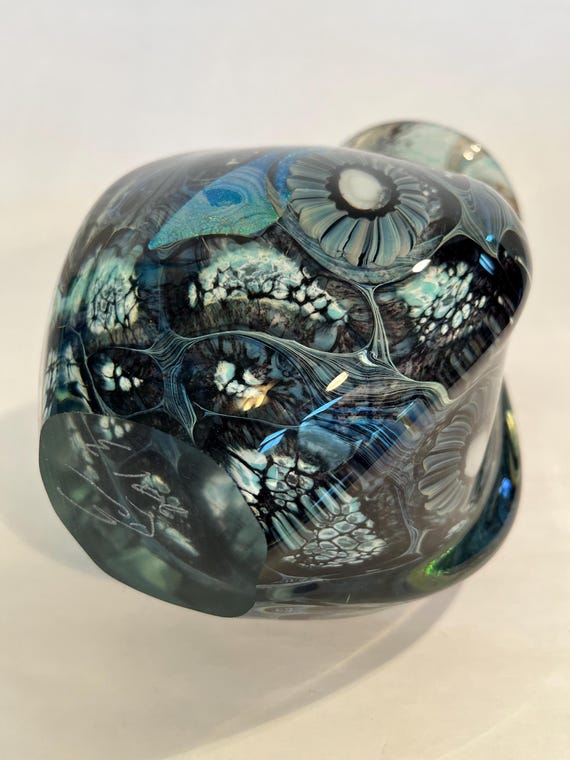 Deep Sea Vase Freeform Hand Blown Art Glass by Robert