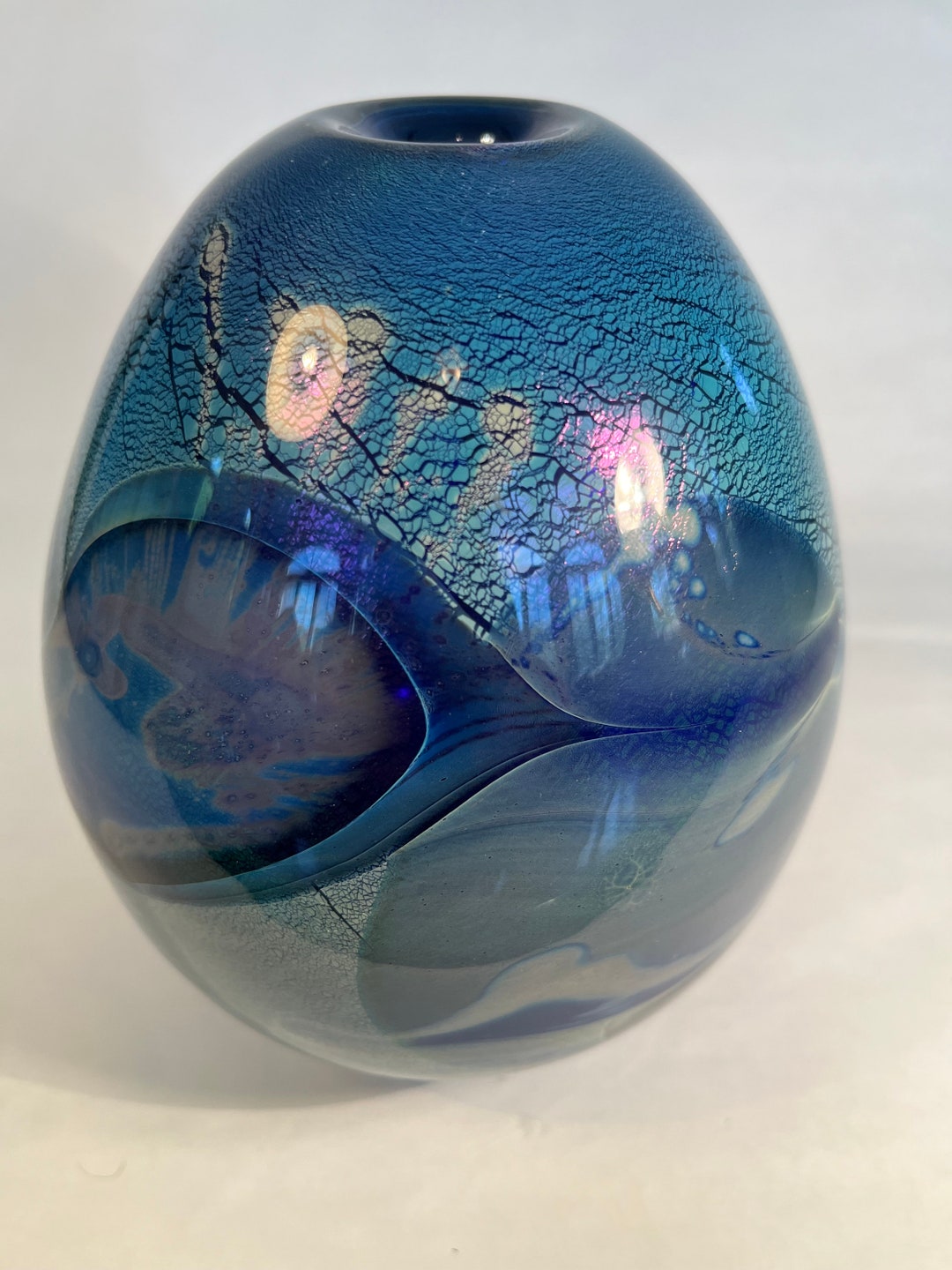 Moonscape Vase Hand Blown Art Glass by Robert Eickholt - Etsy