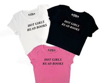 Y2K Hot Girls Read Books baby tee crop top