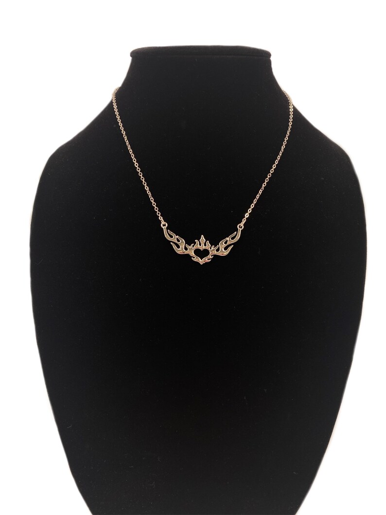 Flame Heart Y2K Necklace Chain Silver Etsy