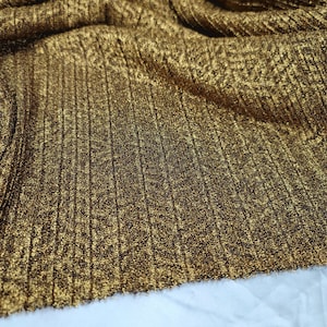 Stretch Pleaded Gold Textured Prom Fabric Sold by the Yard Gown Quinceañera Bridal Evening Dress