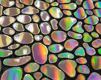 Iridescent Purple Icicle Shaped Paillette Sequin On Mesh Fabric By The Yard 52/'/' Wide