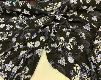 Rayon challis Light green background w small light pink flowers 58 60 wide fabric sold by the yard organic soft flowy fabric kids dress