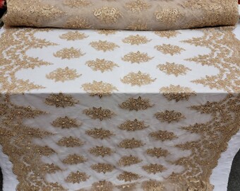 Embroidered Skin Hand Embroidered With Precious Stones Sequins Bridal Flower Mesh Dress Wedding By The Yard Beaded Fabric