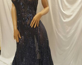 navy blue glitter dress