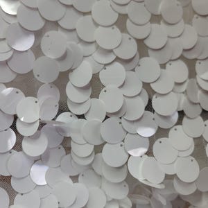 Fabric By The Yard White Sequin On White Stretch Mesh Polyester Fashion Fabric For Dress Crafts Decoration Sequin Backdrop Tablecloth