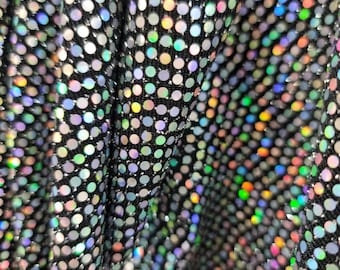 Iriserende paillettenstof: veelkleurig hologram op stretch spandex - 58 inch