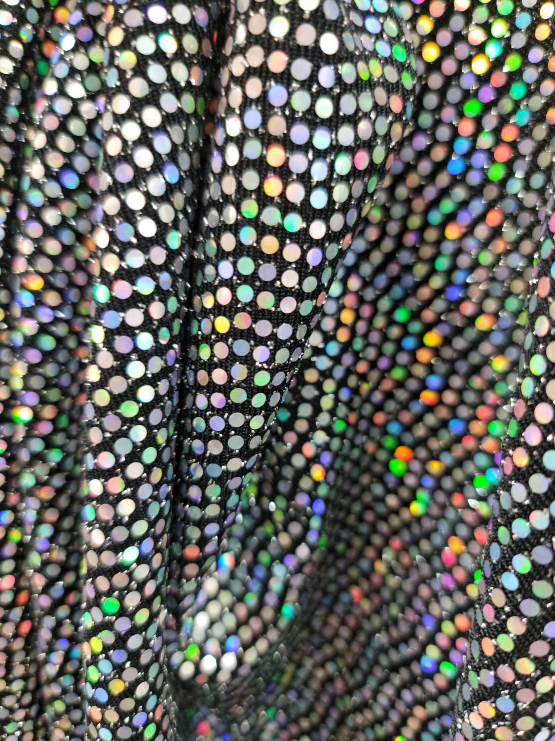 Fabric Sold By The Yard Multicolor Iridescent Glued Sequin